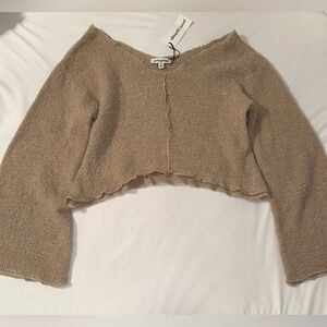 NWT Pretty Garbage Off-the-Shoulder Cropped Tan Sweater